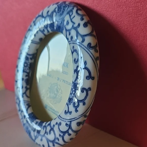 Takahashi Handcrafted Blue and White Phoenix Decorative Picture Frame - Picture 4 of 6